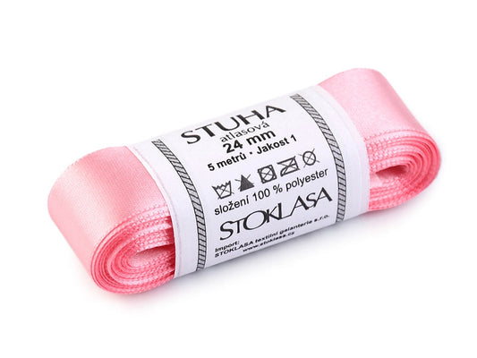 Paquets de ruban satiné double face, par 5 m, largeur 24 mm