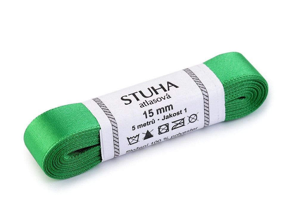 Paquets de ruban satiné double face, par 5 m, largeur 15 mm