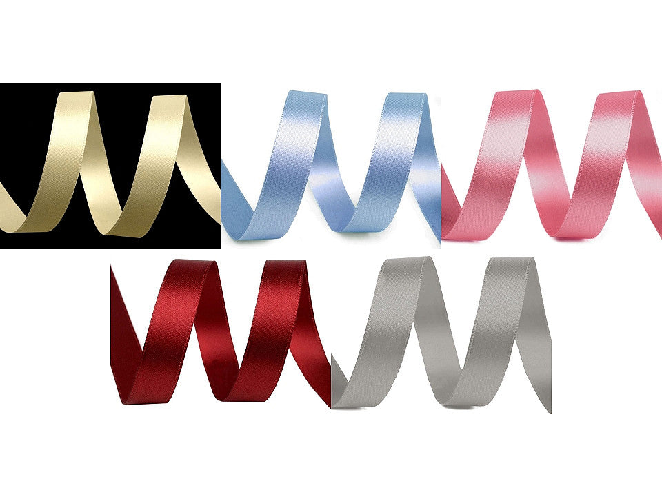 Paquets de ruban satiné double face, par 5 m, largeur 15 mm