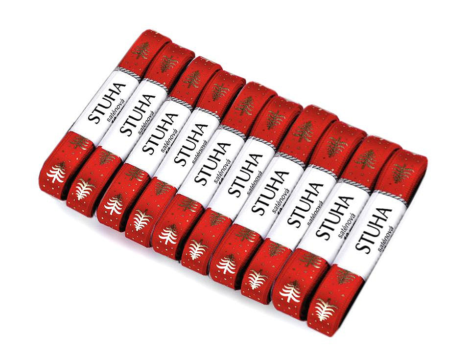 Ruban de Noël satiné, Sapin de Noël, largeur 10 mm