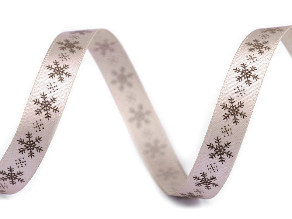 Ruban satiné Flocon de neige, largeur 10 mm