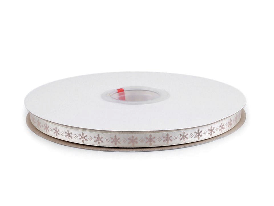 Ruban satiné Flocon de neige, largeur 10 mm
