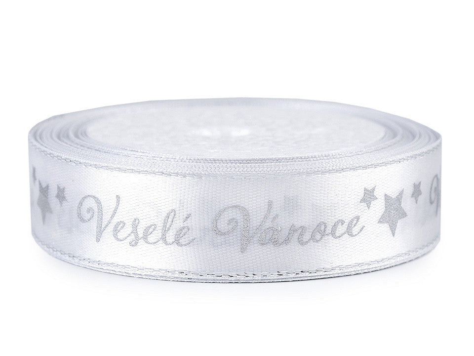 Ruban satiné « Veselé Vánoce » (Joyeux Noël), largeur 20 mm