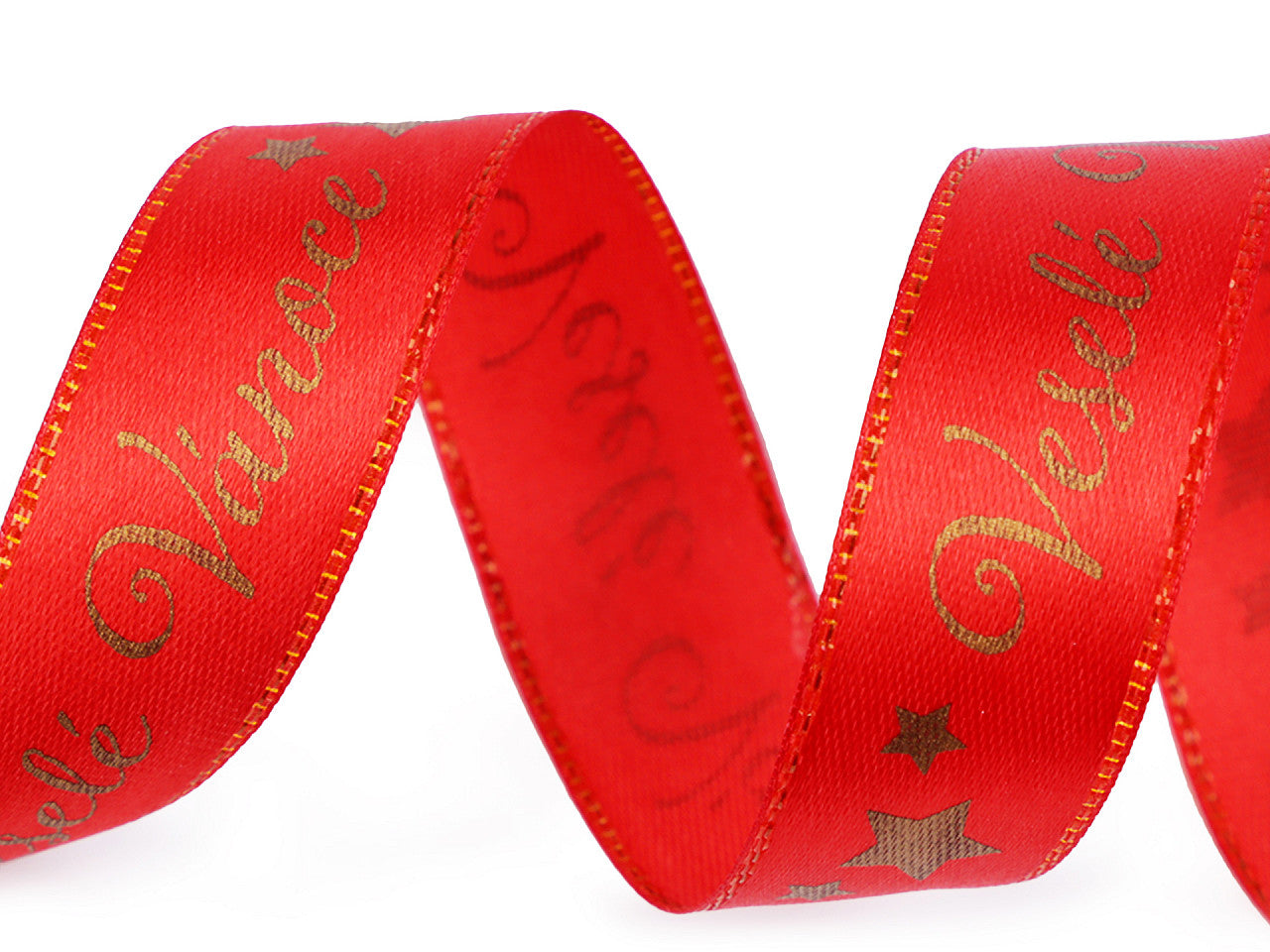 Ruban satiné « Veselé Vánoce » (Joyeux Noël), largeur 20 mm