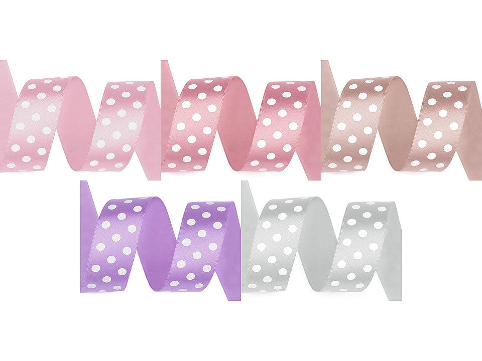 Ruban satiné à pois, 25 mm