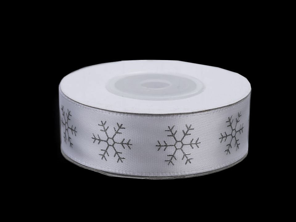 Ruban satiné de Noël, Flocon de neige, largeur 20 mm