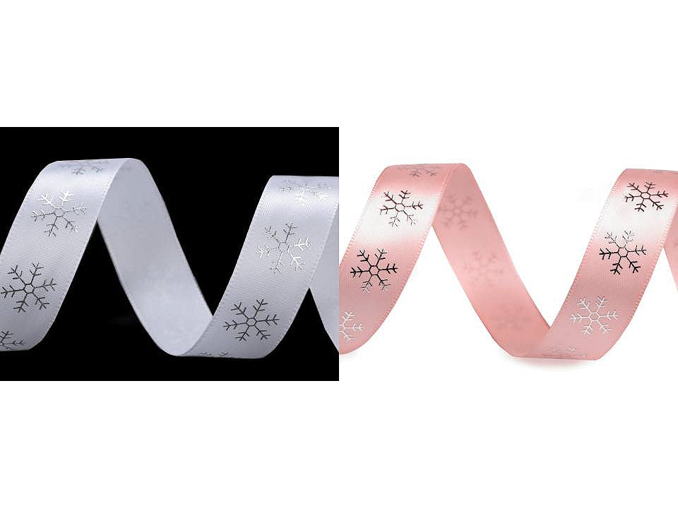 Ruban satiné de Noël, Flocon de neige, largeur 20 mm