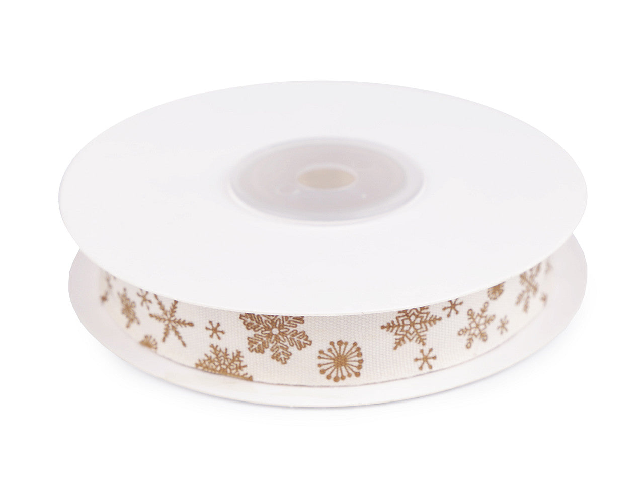 Ruban satiné de Noël, Flocons de neige, largeur 15 mm