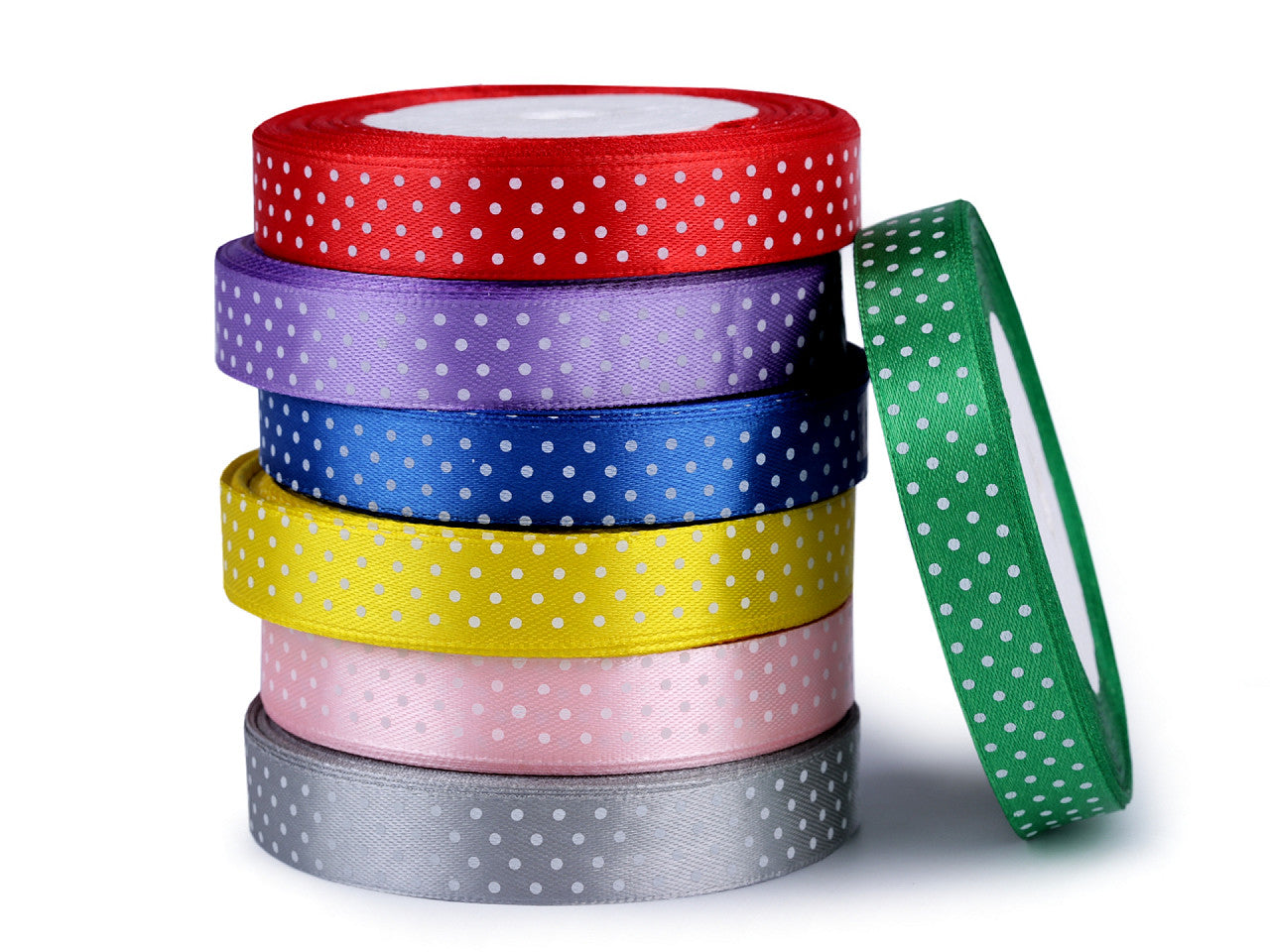 Ruban satiné à pois, largeur 15 mm