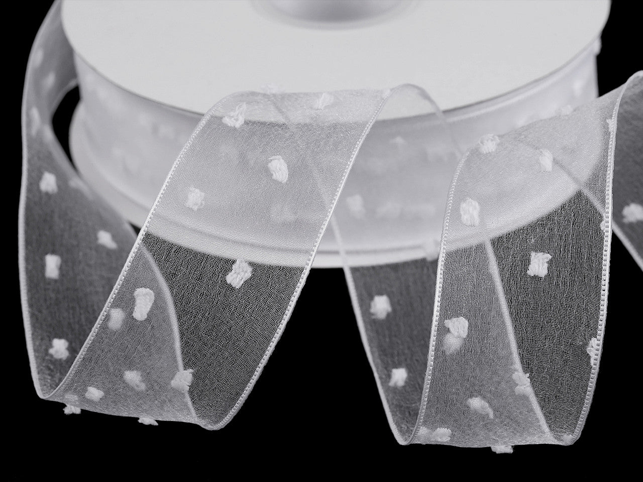 Ruban en organza avec bourgeons, largeur 40 mm