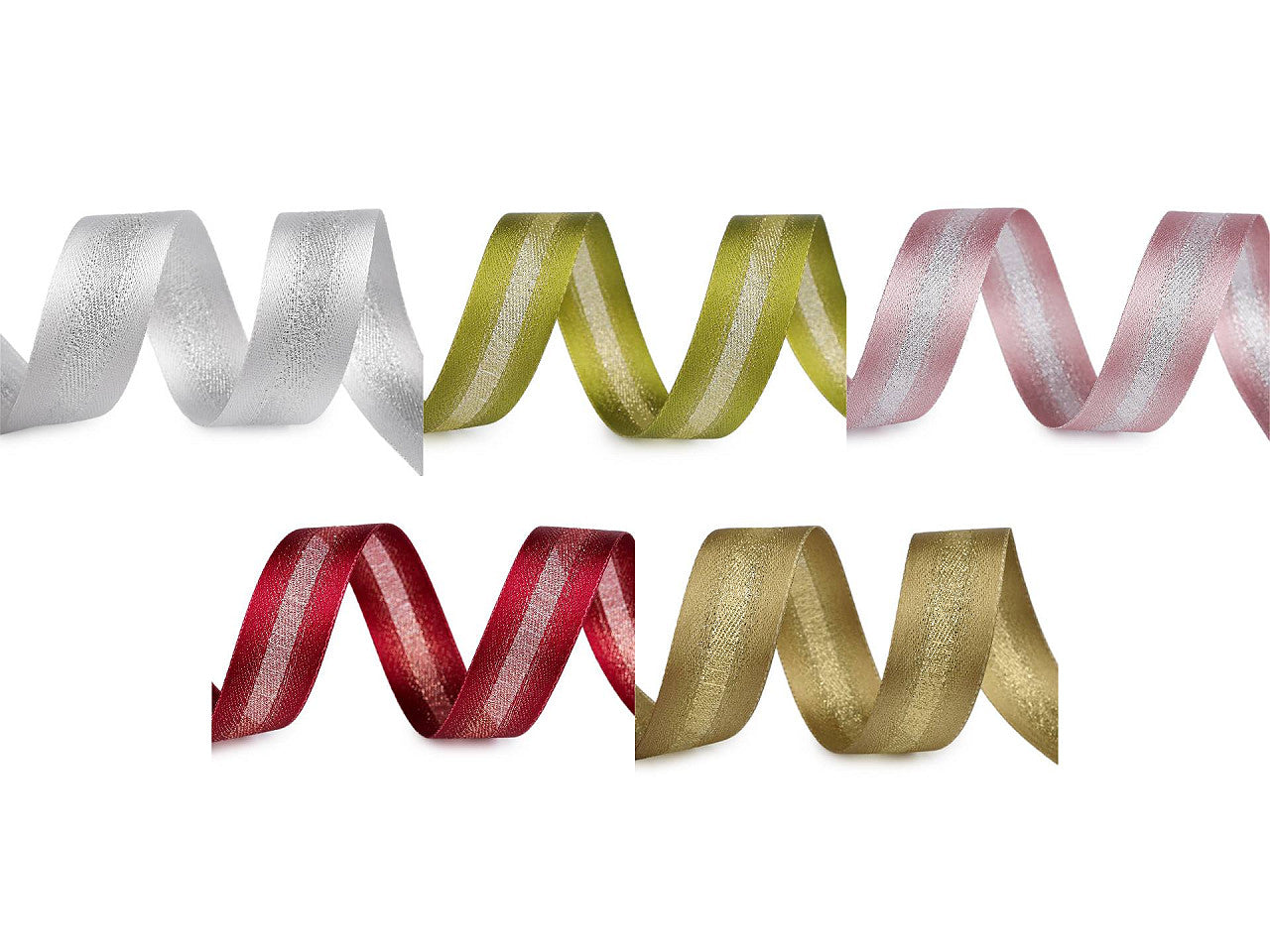 Ruban satiné avec lurex, double face, largeur 25 mm