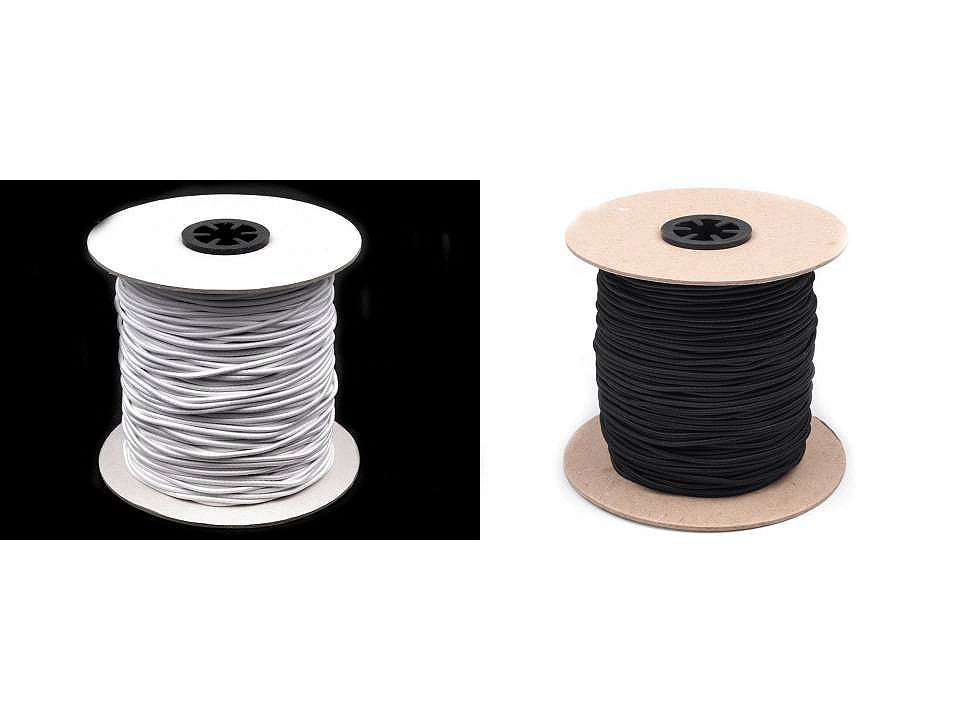 Cordon élastique rond, Ø 2 mm, FABRICATION TCHÈQUE - 100m