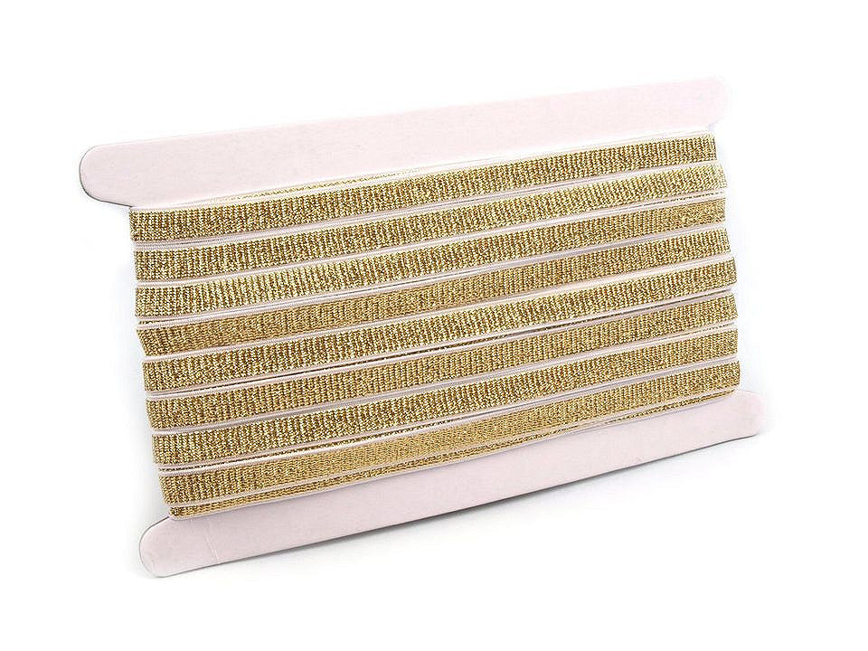 Ruban élastique pour bretelles de soutien-gorge, avec lurex, largeur 10 mm - 12.5m