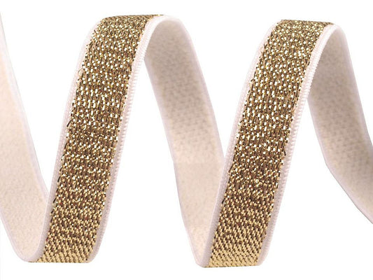 Ruban élastique pour bretelles de soutien-gorge, avec lurex, largeur 10 mm - 12.5m