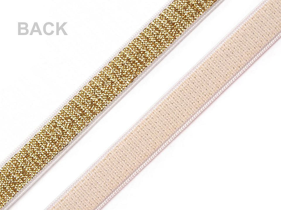 Ruban élastique pour bretelles de soutien-gorge, avec lurex, largeur 10 mm - 12.5m