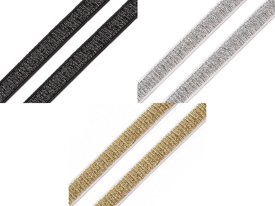 Ruban élastique pour bretelles de soutien-gorge, avec lurex, largeur 10 mm
