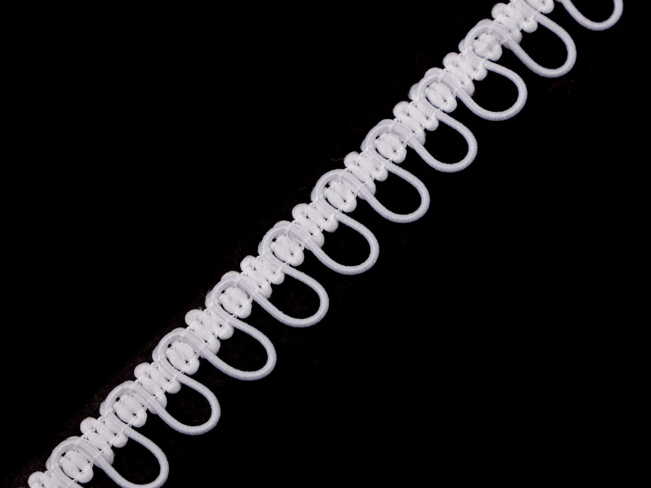 Liseré tressé avec boucles extensibles pour boutons, largeur 15 mm