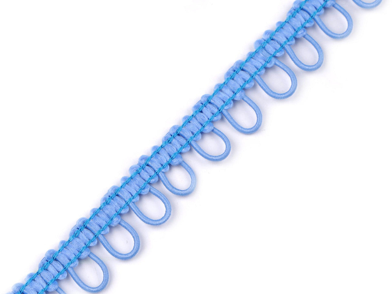 Liseré tressé avec boucles extensibles pour boutons, largeur 15 mm