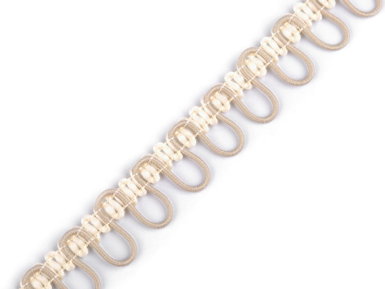 Liseré tressé avec boucles extensibles pour boutons, largeur 15 mm
