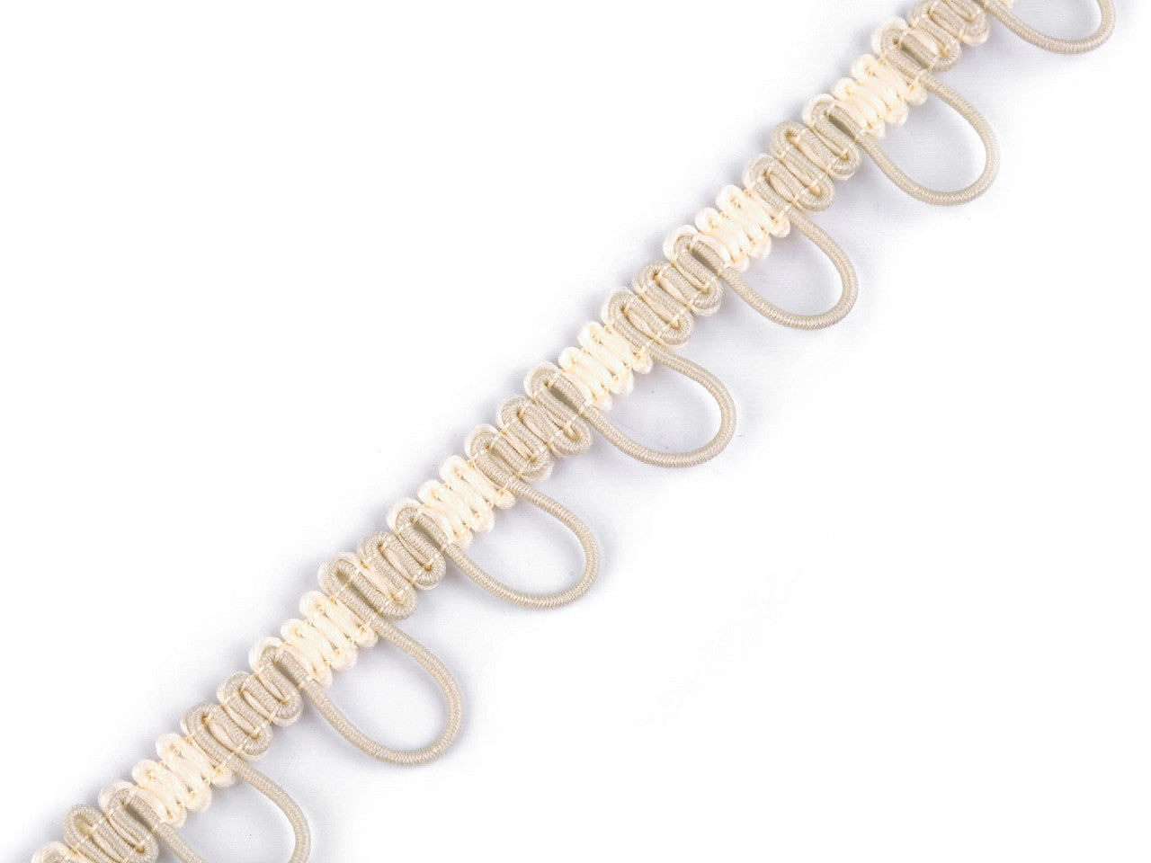 Liseré tressé avec boucles extensibles pour boutons, largeur 15 mm