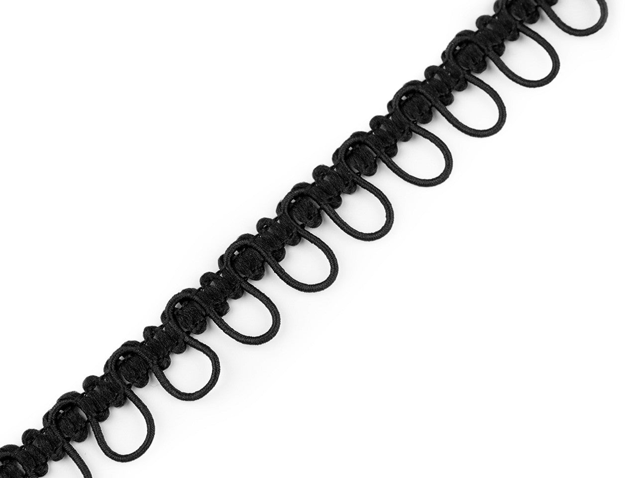 Liseré tressé avec boucles extensibles pour boutons, largeur 15 mm