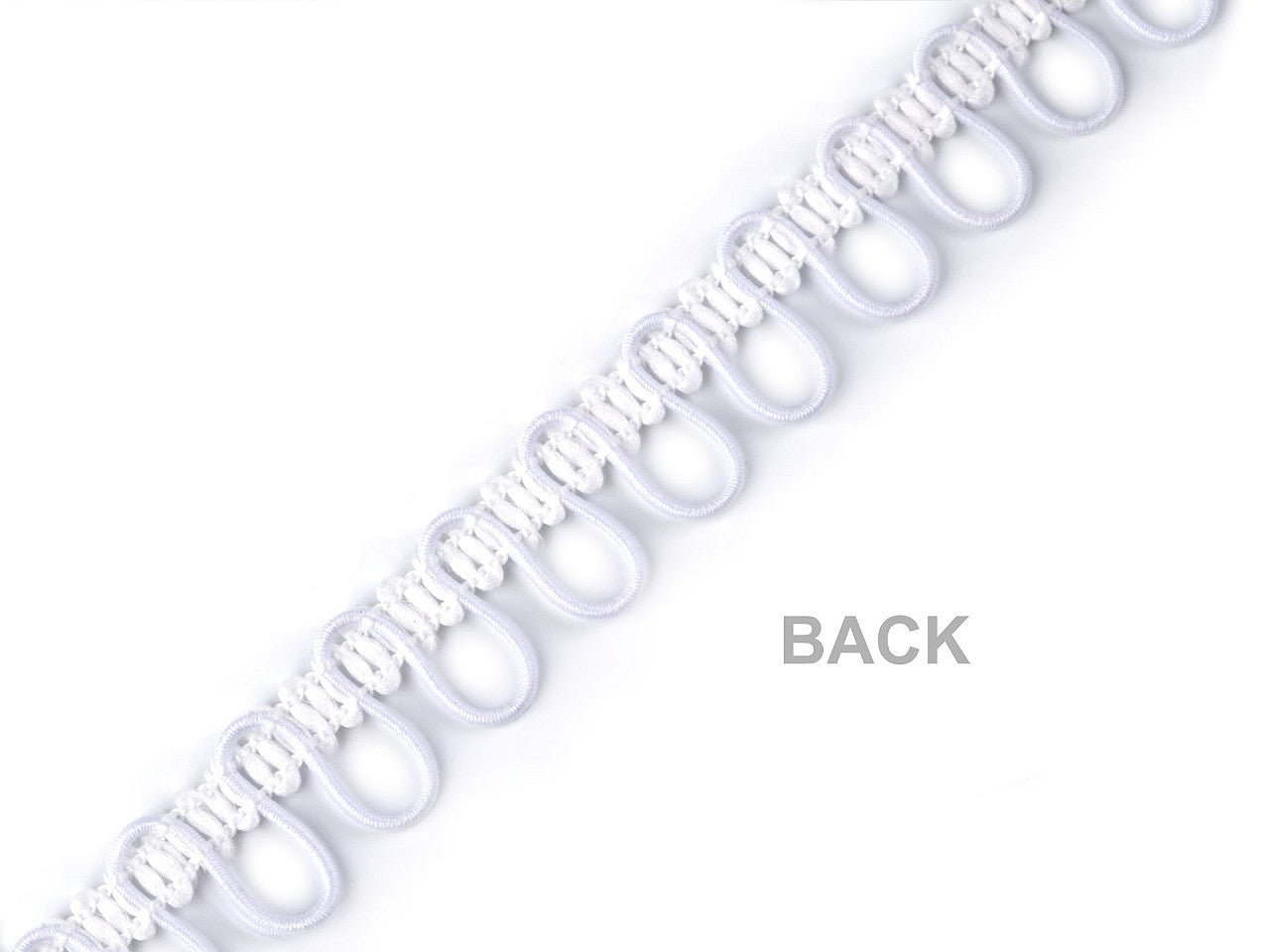 Liseré tressé avec boucles extensibles pour boutons, largeur 15 mm