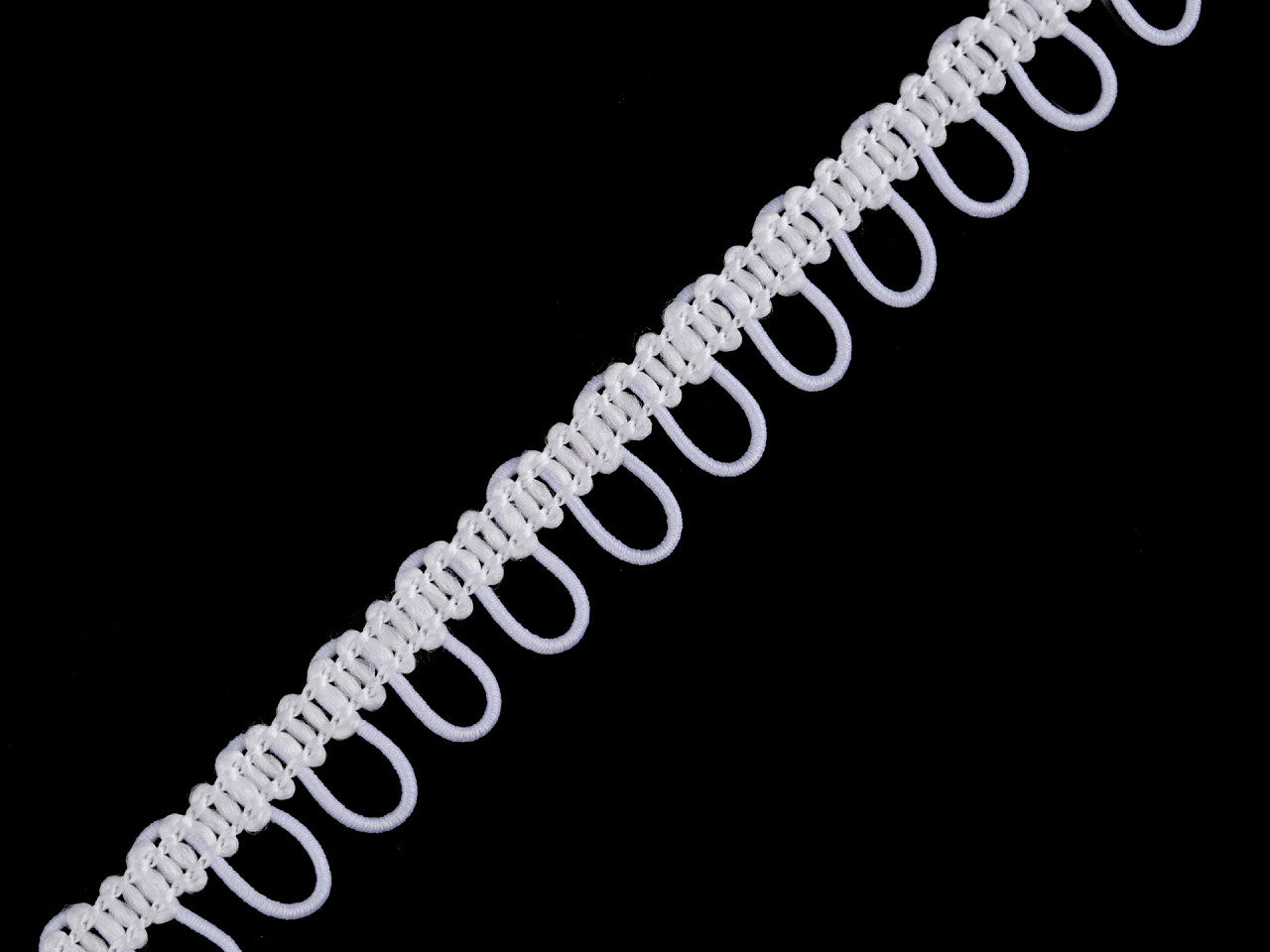 Liseré tressé avec boucles extensibles pour boutons, largeur 15 mm