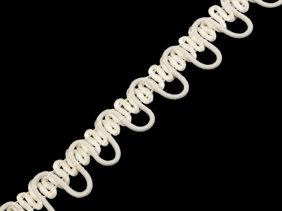 Liseré tressé avec boucles extensibles pour boutons, largeur 15 mm
