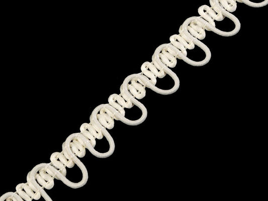 Liseré tressé avec boucles extensibles pour boutons, largeur 15 mm