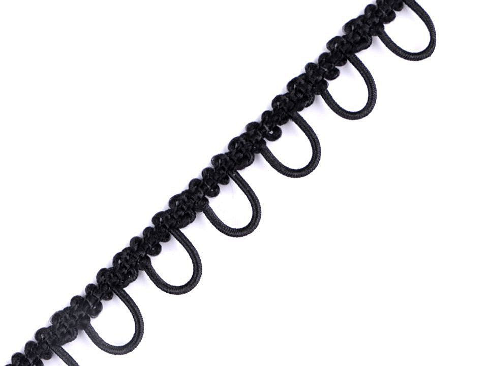 Liseré tressé avec boucles extensibles pour boutons, largeur 15 mm