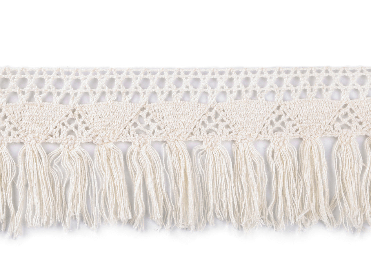 Liseré en coton à franges, dentelle, largeur 70 cm - 1m