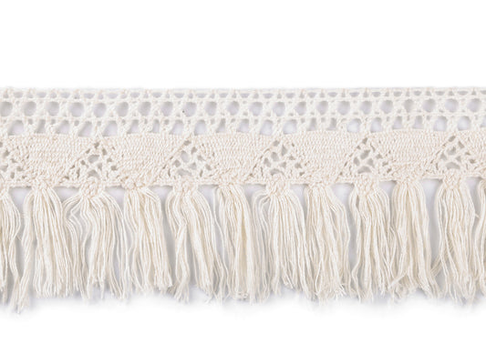 Liseré en coton à franges, dentelle, largeur 70 cm - 1m