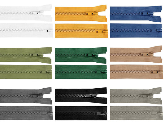 Fermeture Éclair bidirectionnelle en plastique No 5, extrémité ouverte, 2 glissières, longueur 85 cm, pour veste