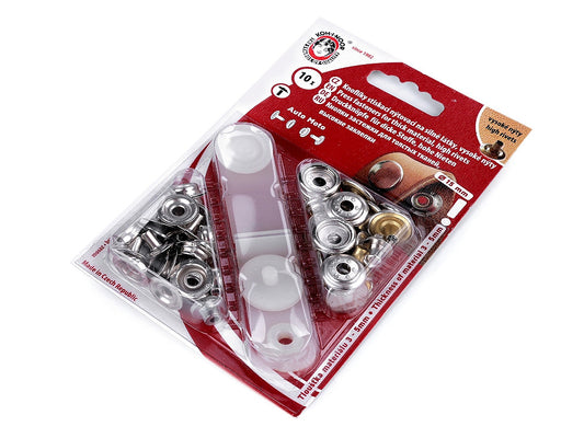 Boutons pression, Ø 15 mm, pour tissus épais, rivet haut - 10carte