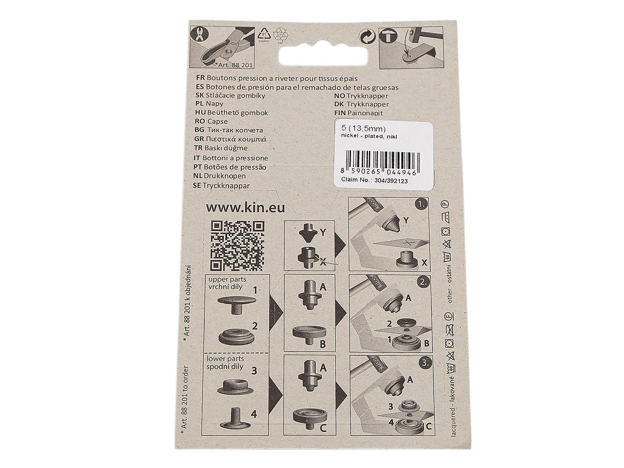 Boutons pression métalliques, Ø 13,5 mm, pour tissus épais