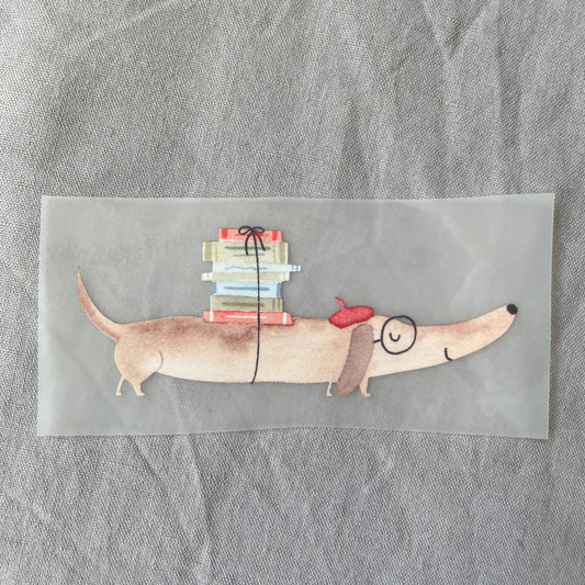 Hannahs Firlefanz - Motif thermocollant Teckel avec livres