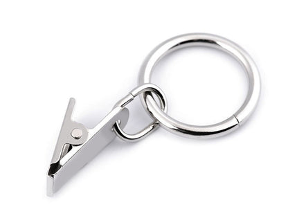 Pinces à rideaux métalliques avec anneaux, Ø 25 mm