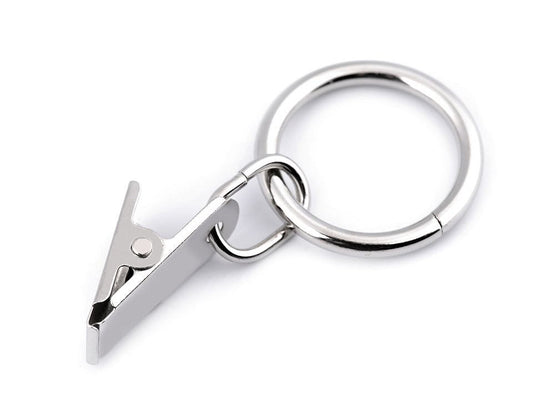 Pinces à rideaux métalliques avec anneaux, Ø 25 mm