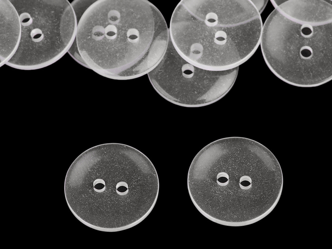 Boutons transparents, tailles 24' et 28', lavables jusqu'à 95 °C