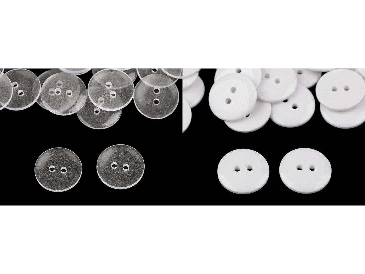 Boutons transparents, tailles 24' et 28', lavables jusqu'à 95 °C