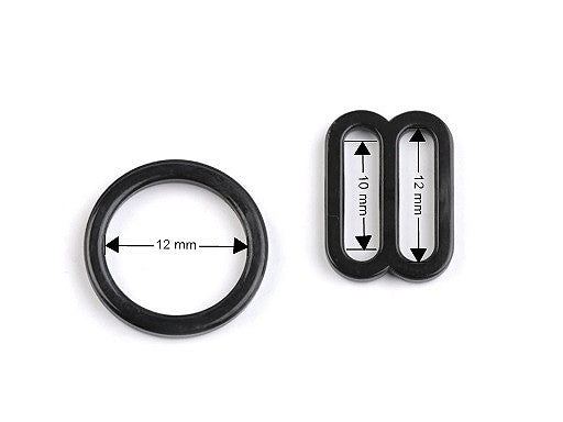 Anneau ajusteur et glissière en plastique pour bretelles de soutien-gorge, largeur 12 mm
