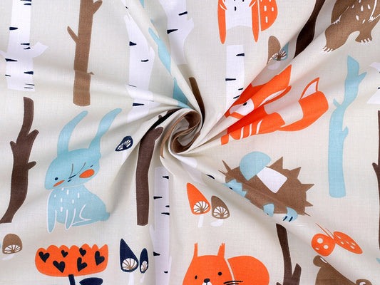 Cretonne en coton oekotex Renards dans la forêt
