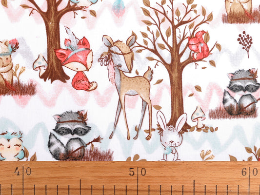 Cretonne coton oekotex, Animaux de la forêt