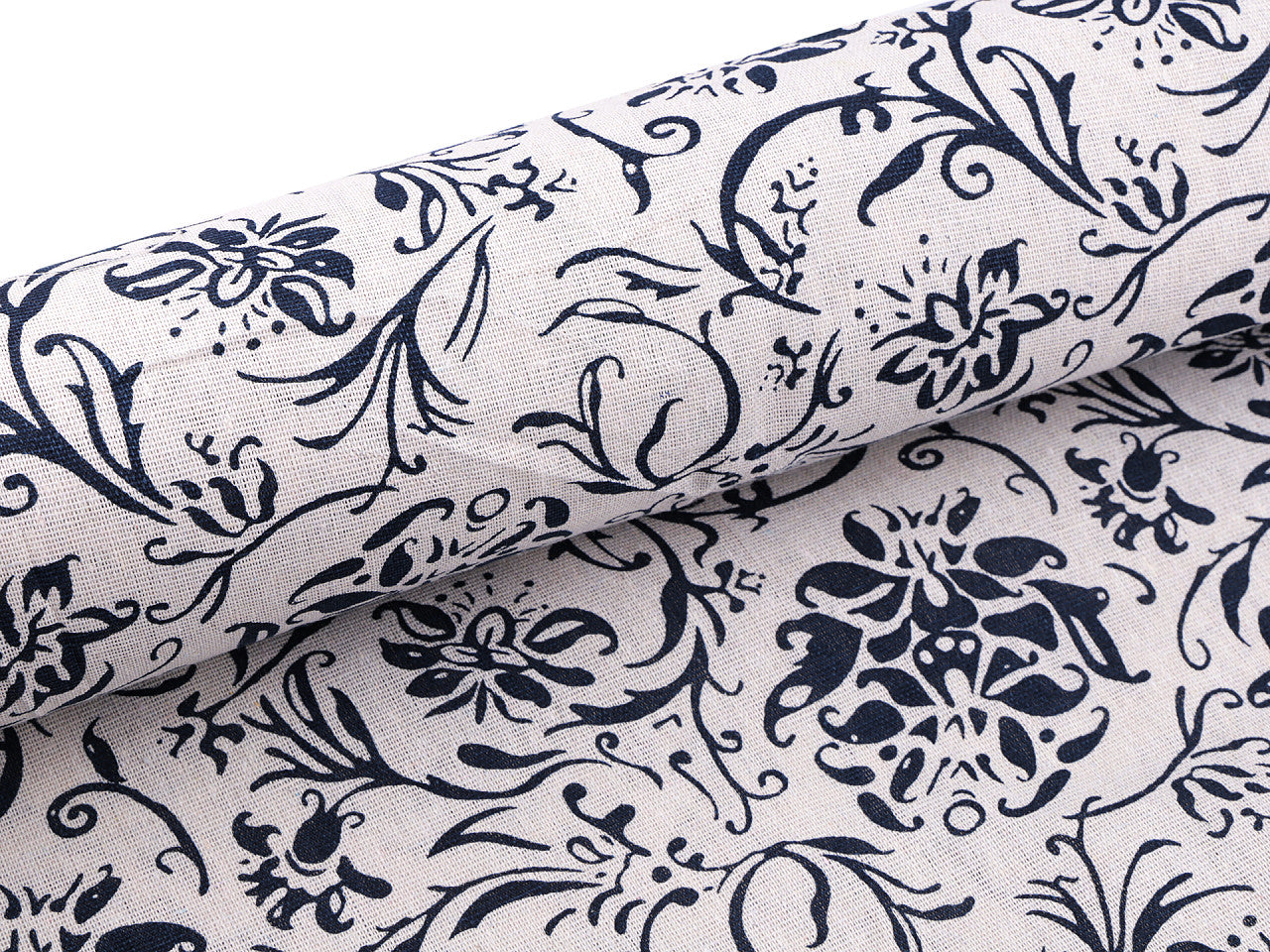 Tissu en coton/Imitation lin, épais, Fleurs - 1m