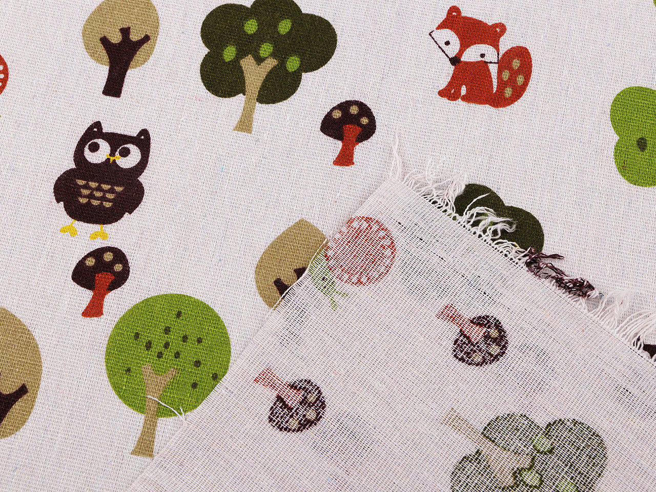 Tissu en coton/Imitation lin, épais, Animaux de la forêt
