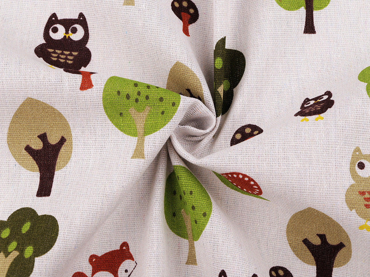 Tissu en coton/Imitation lin, épais, Animaux de la forêt