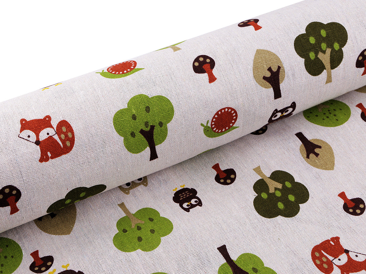 Tissu en coton/Imitation lin, épais, Animaux de la forêt