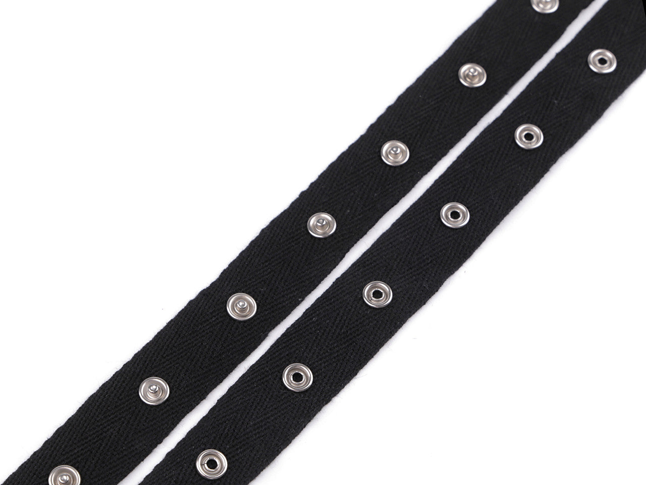Ruban à boutons pression pour couture, coton, largeur 20 mm - 1m