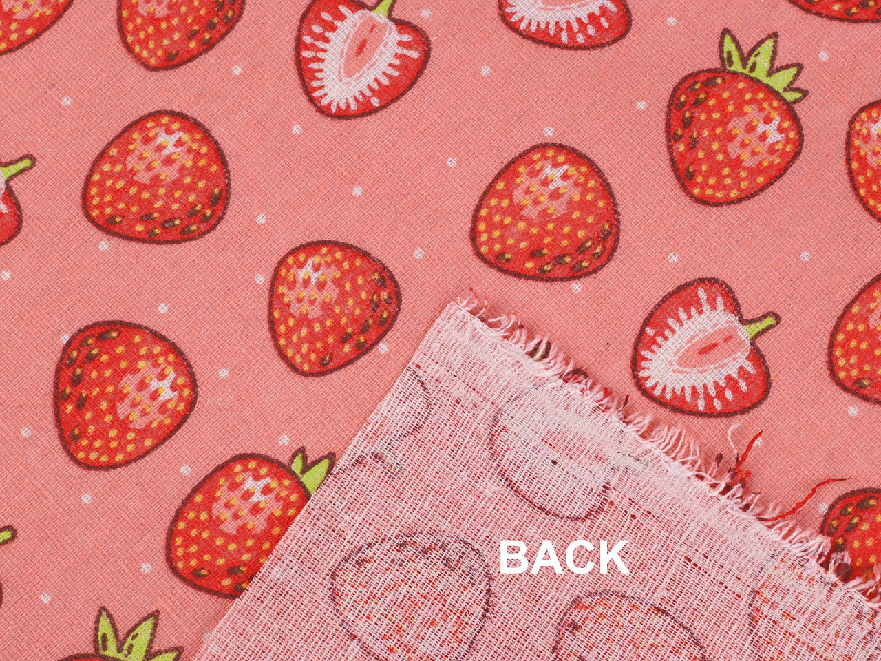 Toile en coton Fraises imitation lin, épaisse