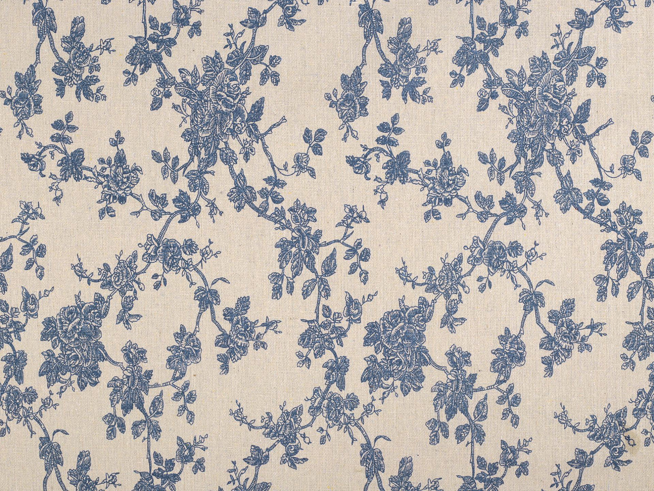 Toile en coton Fleurs imitation lin, épaisse